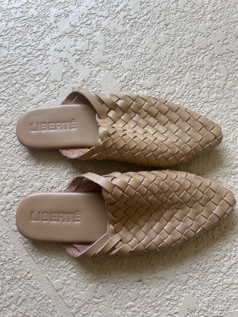 LIBERTÉ Woven Slip-On Leather Mule in Light Taupe